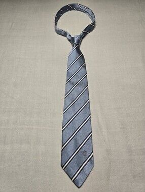 Vintage Gianni Versace Silk Tie Blue Diagonal Regimental Stripe Made In Italy